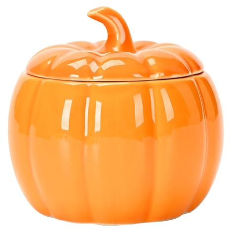 Walopola Tarro De Calabaza De Cerámica, Tarro De Cerámica Para Dulces De Calabaza, Tarro Con Forma De Calabaza Con Tapa, Cuenco Decorativo Para Dulces De Calabaza Para café, cereales y galletas