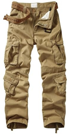 VATINNT Cargo Trousers Men's Cotton Combat Trousers | 9-Pocket Camo Trousers Casual Work Pants for Hiking, Fishing, Camping and Outdoor Activities No Belt