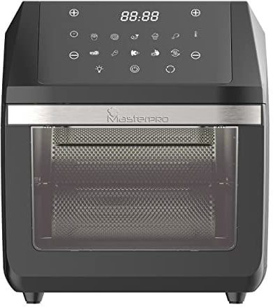MasterPRO ROCKET 1100 - Friggitrice ad aria calda 11L PFAS FREE e mini forno 1800W con rivestimento in ceramica CERATECH- 10 programmi e controllo della temperatura - Con cestello rotante