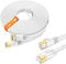Cable Ethernet 5 metros, Cat 7 Plano Cable de Red 5m Alta Velocidad 10Gbps 600MHz, Blindado RJ45 Cable LAN S/FTP Interior, Blanco Gigabit Cable Internet para Router Módem Switch Xbox PS5/4 (5 Clips)