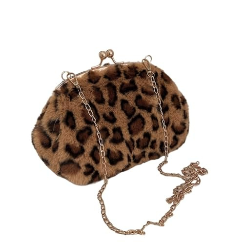LPHFDCS Wintertasche Leopard Print Flauschige Schulter Umhängetaschen Frau Kuh Muster Handtaschen Weibliche Winter Plüsch Tasche Dame Tasche Kleine Geldbörsen Puff Weekender Bag(Blue)