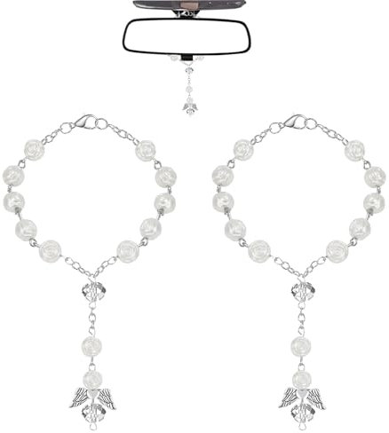 Mrltau 2 Pcs Schutzengel Autospiegel Anhänger, Schutzengel Auto Deko Innenraum, Führerschein Bestanden Geschenk, Guardian Angel Gift, Autozubehör Innenraum, Auto Glücksbringer(Silber)