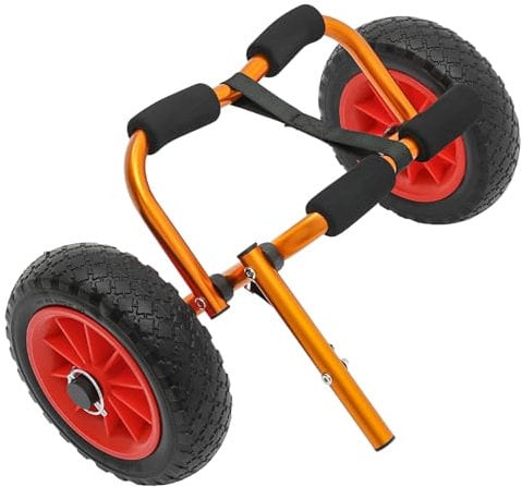 Zusammenklappbarer Kajakwagen aus Aluminium auf Zwei Rädern mit Gurt, für den Transport von Kajaks, Kanus, Paddelbrettern, Schwimmmatten, Vollgummireifen Tragfähigkeit 80kg