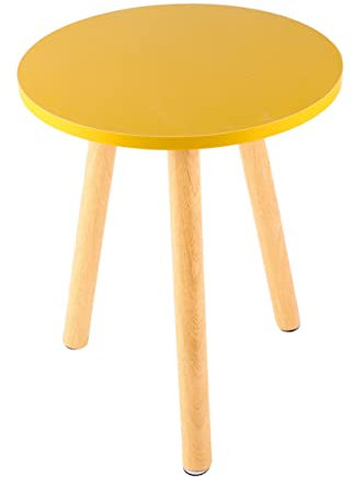 Couchtisch im nordischen Stil, Bambus, Gelb, rund, minimalistisch, klein, rund, Teetisch für Sofa, Beistelltisch für Wohnzimmer, Holzmöbel