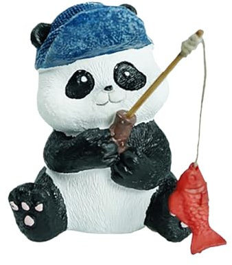 Cute Fishing Panda Figurines - Flower Pot Landscape Statue Ornament | Resin Fishing Panda Decoration for Fish Tanks