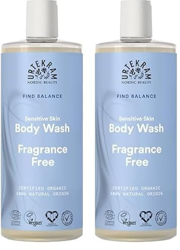 Urtekram Gel Douche - Sans Parfum Free, Find Balance Sensitive 500ml Vegan Bio (Lot de 2)