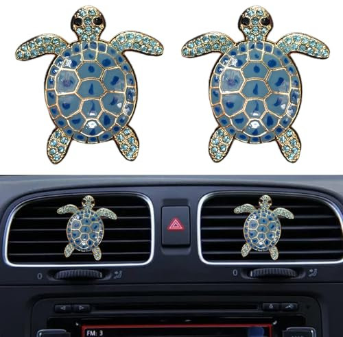 Car Air Freshener Vent Clips Decorations 2 PCS Women Cute Sea Turtles Car Interior Accessories Vent Diffuser (Blue Sea Turtle, 4 cm)