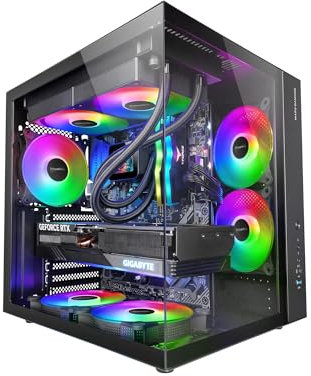 Mars Gaming MCV-ONE, Case Gaming ATX, Doppio Vetro Temperato Continuo, Ventola FRGB 12cm, Struttura a Doppia Camera, Semitorre PC Compatta, Supporto Raffreddamento a Liquido fino a 240mm, Nero