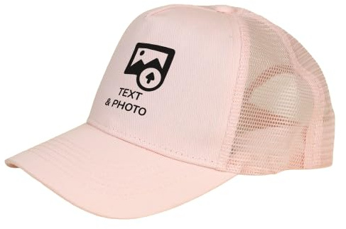Wanapix | Cappellino Personalizzato Trucker per Bambini | Colore Rosa | Visiera Curva | Personalizza con Foto e Testi | Cappellino Trucker per Bambini a Cinque Pannelli | Chiusura Snapback