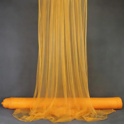Tüll Stoff für Hochzeit Vorhang,Querbehang Hochzeitsbogen,160 x 500cm Hochzeitsdeko Gardinen Deko Schals,Tüllstoff zum Nähen Meterware,Kostümstoff,Dekostoff für Fotografie,Party,Zeremonie,Orange
