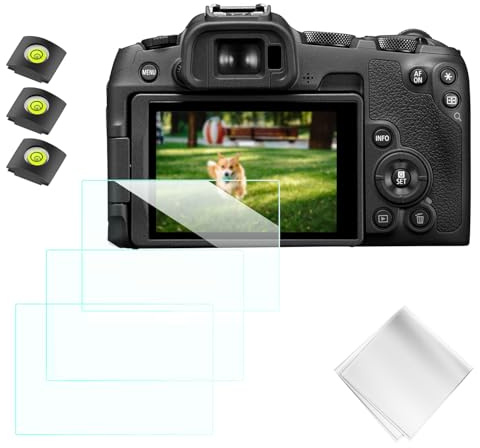 K&F CONCEPT Screen Protector Compatible with Canon EOS R50 R8 Camera | Accessories 3 Pack 0.3mm 9H Hardness Tempered Glass Anti-Scrach Bubble-Free Screen Cover with Hot Shoe Cover Cleaning Cloth