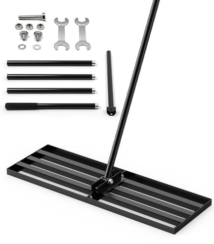 Leveling Rake Rastrello Livellatore per Prato 204 x 76 x 25cm | Rastrello Livellatore Prato 2 in 1 Rastrello Pesante per Diffusione Terriccio e Sabbia Finitura Antiruggine per Giardino
