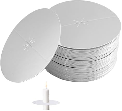 80 Stück Tropfenfänger für Kerzen, Papier Tropfschutz 8 cm, Wachsplättchen für Kerzen befestigen, Wachsstopper für Stab- und Spitzkerzen, Ideal für Heimtempel, Feste, Gottesdienste
