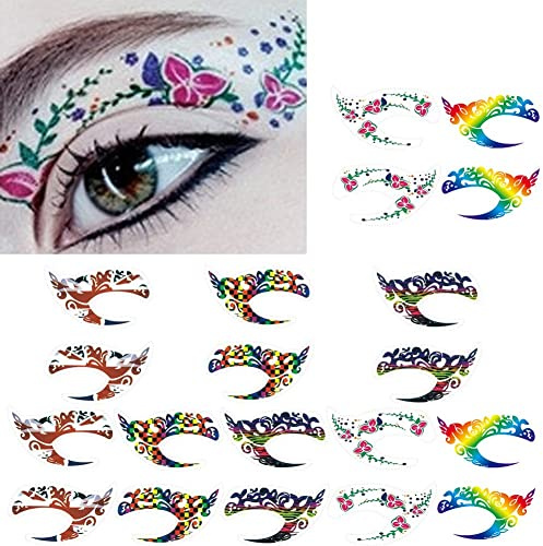 Baokuan 10 Bögen Lidschatten-gesichtstattoo-Aufkleber Für Damen-Make-up, Transfer-Spitzen-lidschatten-Eyeliner-Tattoos Für Halloween, Weihnachten, Bühnenauftritte, Maskenbälle Und Partys