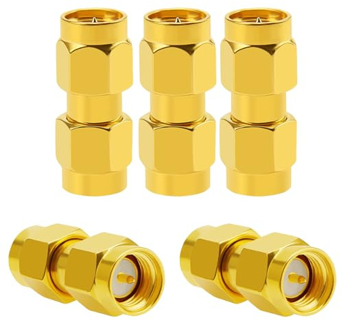 5 Stück SMA Stecker auf SMA Stecker RF Koaxial Adapter, Koaxialadapter, Koaxial SteckverbinderStecker auf Jack Coax Adapter Low Loss für WiFi Radio Antenne, Eingangskabel Audio, Router RF Anschluss