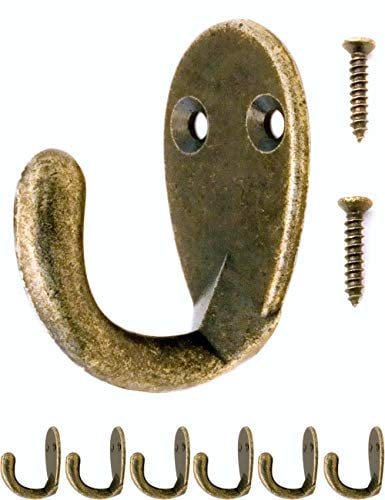 Fuxxer 6x Antik Garderoben- und Handtuch-Haken, Vintage Messing Design, Oval