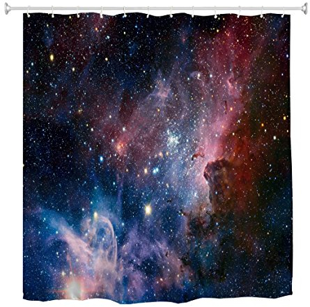 Rideau de Douche Galactique goodbath, Espace extérieur nébuleuse Cosmique Ciel étoilé Salle de Bain Rideau de Douche en Tissu imperméable, 180 x 180 cm, Couleur
