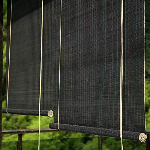 Bambusrollo Außen Schwarz Rollo Mit Haken Nach Oben, Garten Innenhof Pavillon Außen Blackout Roller Schirm, 60cm / 80cm / 100cm / 120cm / 140cm Breite (Size : W 100×H 160cm)
