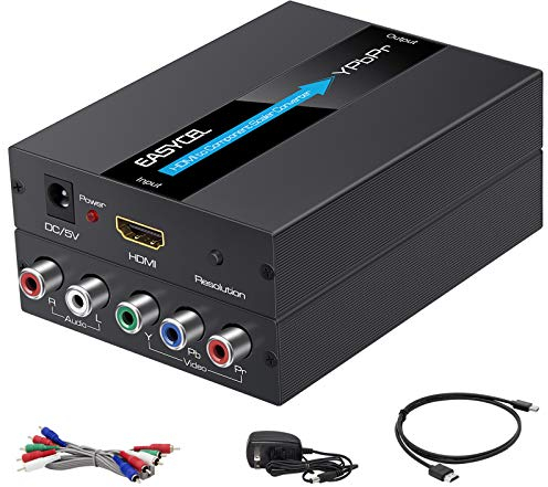 Convertitore da HDMI a componente con cavi HDMI e componenti, convertitore scaler EASYCEL in alluminio 1080P da HDMI a YPbPr/5RCA, supporta uscita componente 480i 576i