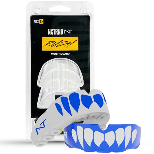 Nxtrnd Rush Mundschutz Sport, professioneller Mundschutz für Boxen, Jiu Jitsu, MMA, Wrestling, Fußball, Lacrosse und alle Sportarten, passend für Erwachsene, Jugendliche und Kinder ab 11 Jahren (blau)