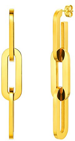 FOCALOOK Damen baumeln Ohrringe 18k vergoldet 3 scheidbaren Bindeglieder Design Ohrringe trendiger Ohrstecker Modeschmuck Accessoire für Geburtstag Valentinstag