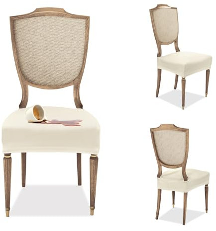 Banzaii – Coprisedia Antimacchia senza Schienale – Coprisedia solo Seduta per sedie da cucina, sala da pranzo, cerimonia, ristoranti – 6 Pezzi Panna Made in Italy