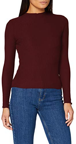 ONLY Women's Onlemma L/S High Neck Noos Jrs Top, Madder Brown, S UK