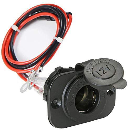 Car Cigarette Lighter Socket with Fuse & 1M Cable – Power Outlet Adapter for Car, Boat, Motorcycle – Durable, Waterproof Dash Panel Plug for 12V/24V Accessories & Electronics