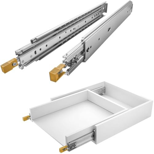 1 Paar SOTECH Schwerlastauszüge VarioSlide KV2-200-H76-L1200-EH | 1219,2 mm mit Lock-in out Einrastfunktion gelb Schwerlast-Vollauszug belastbar bis 200 Kg