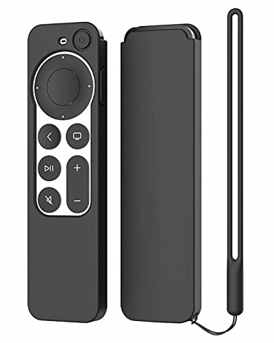 ARSUNOVO Protective Silicone Case Compatible with 2021 2022 Apple TV Siri 4K (2nd & 3nd Generation) Remote, Anti-Slipping Durable Full Protection, Shock Absorption Washable Case (Black)