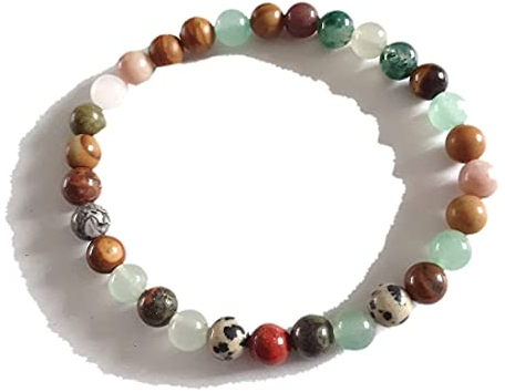 Edelstein Armband bunt | Kugel-Armband mit echten verschiedenen Edelsteinen für Damen und Herren | Edelstein Perlen Armband 6 mm