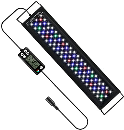 HORXFLIG 18W LED Aquarienbeleuchtung, 45cm Aquariumlicht mit Ausziehbarer Halterung, Einstellbarer Timer Einstellbare Helligkeit Aquarium Lampe Verwendet für 45-60cm Aquarien Süßwassertanks