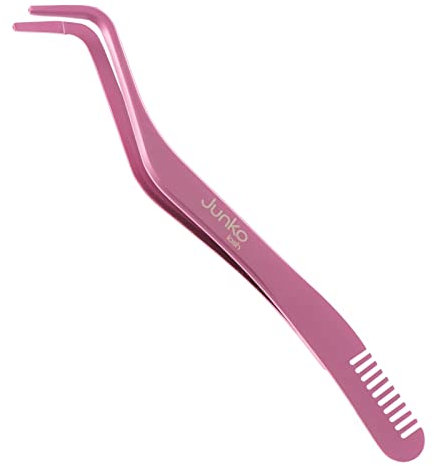 Clusters DIY Lash Tweezers, Eyelash Applicator, 2 in 1 Lash Tweezers Strip Lashes, Double Ended Eyelash Tool with Built in Lash Comb for Precise Lash Application, Curved Eyelash Nipper