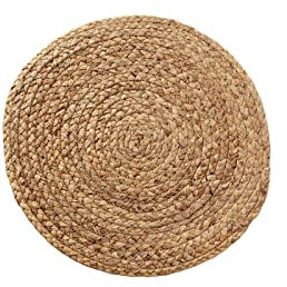 ZYLLZY 4 Pack 4.3 Inch Natural Hand-Woven Water Hyacinth Placemats,Thick Rustic Weave Round Kitchen Placemats,Hand-Braided Heat Resistant Non-Slip Straw Table Mats for Dining Table