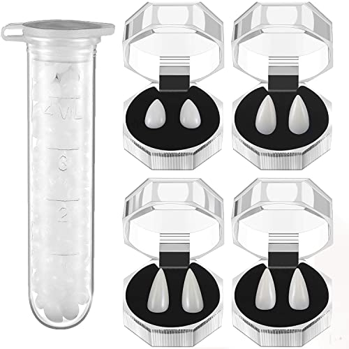 4 Paar Vampirzähne Kit 4 Größen Custom Fangs Vampire Zähne Gefälschte Zahnersatz mit Zahnpastaklebe, für Cosplay Party Requisiten Weihnachten halloween zähne