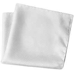 PB Pietro Baldini Herren Einstecktuch mit Karo Design Herren Einstecktuch uni kariert Einstecktücher in Größe 30 x 30-100% Mikrofaser - weiß