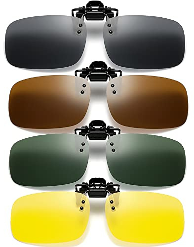 Bestevery 4 Stück Polarisierte Brille Clip, Polarisationsbrille Clip, Randlose Myopie Sonnenbrille, Sonnenbrille Clip, Für Tag Und Nachtsicht, Blendfrei, Passt Über Verschreibungspflichtige Brillen