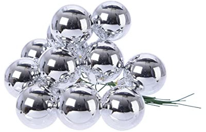 CHICCIE 12 Set Adventskranzkugeln Glas Silber Glänzend - Weihnachtsdeko