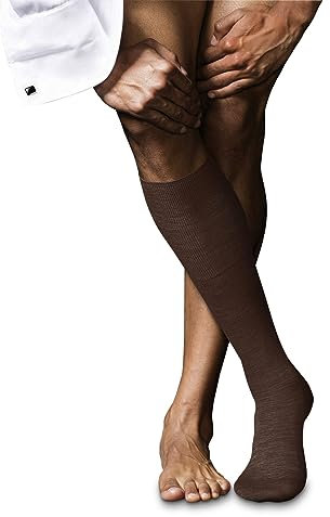 FALKE Herren Kniestrümpfe No. 6 Wolle Seide lang einfarbig 1 Paar, Braun (Brandy 5167), 39-40