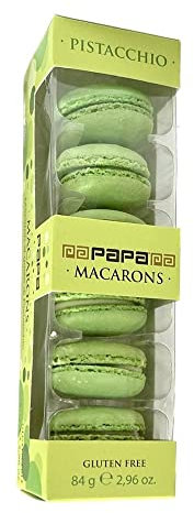 PAPA Confezione da 6 MACARONS 84 grammi biscotti ripieni senza glutine vari gusti e colori allestimento feste party cerimonie compleanni (Verde Pistacchio)