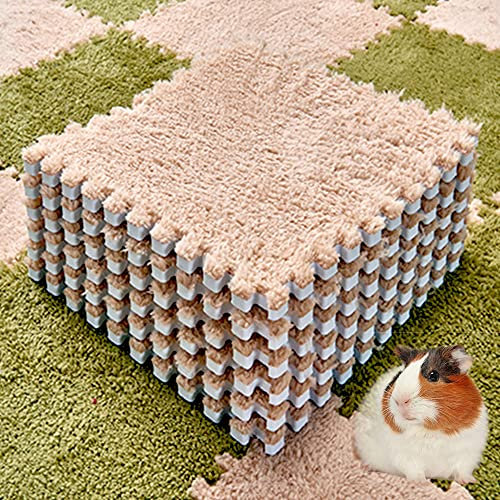Meerschweinchen-Einlagen, waschbar, wiederverwendbar, Fleece, weich, warm, Kaninchen-Schlafmatte, Decke, Bett, 30 x 30 cm, Beige, 10 Stück
