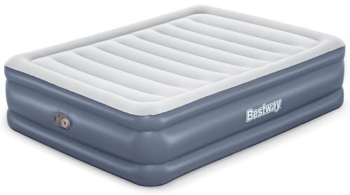 Bestway Tritech, 20 Thick Durable Comfortable Air Mattress Pad for Portable Relaxation with Built-in AC Pump and Storage Bag, Queen Size