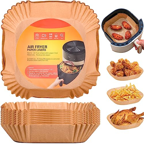 Backpapier für Heißluftfritteuse - 100 Stück Airfryer Backpapier - Einwegschalen für Sauberes Kochen - Passend für Die Meisten Marken - Gesundes und Umweltfreundliches Material(20CM)