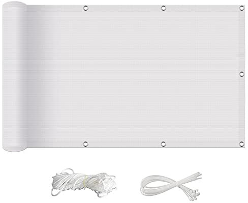 Tenda a Vela Ombreggiante Traspirante 1.5 x 3.6 m 95% Anti-UV Panno Ombreggiante per Esterni con Occhielli Fascette per Piscina Piante Villa Serre, Bianco