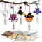 HONMOK 9 Stück Halloween Windspiel Bastelset Halloween Kinder Holz Basteln Kürbis Hexen Fledermaus Geist Klangspiel Bastelhandwerk zum Bemalen Geschenke für Mädchen Junge Halloween Party