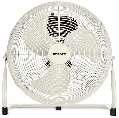 CREATE / AIR FLOOR RETRO/Ventilador industrial de suelo Blanco Roto/Ventilador 16 pulgadas,flujo de aire potente, 3 velocidades,silencioso,ligero, patas antideslizantes, 70W