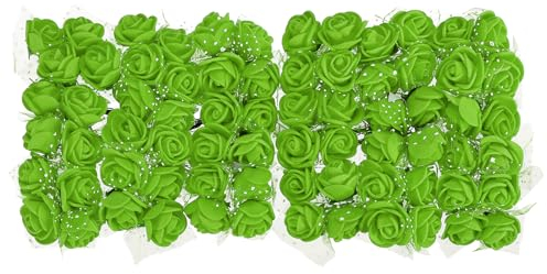 sourcing map Artificiel Rose Fleur Têtes, Vert Mini Faux Fleurs 0.8 Pouce-1 Pouce pour DIY Artisanat Mariage et Fête Décoration Paquet de 432
