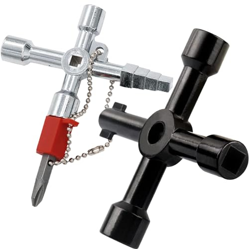 Genérico 2 Puñados 4 Maneras Llave Contador Agua, Llave Maestra, Llave Maestra para abrir Puertas, Llave de Paso Agua para Cajas Medidores Gas, Gabinetes, Llaves Puertas Correderas, Negro + Plata
