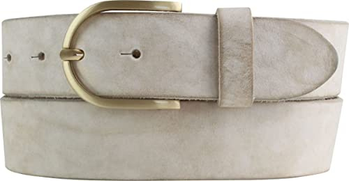 BELTINGER Damen-Gürtel aus weichem Vollrindleder Vintage-Look 4 cm | Jeans-Gürtel für Damen mit goldener Gürtelschließe 40mm | Ledergürtel Used-Look | Mist 120cm