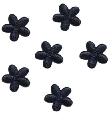 Wambere 10 Stück Blumen Applikationen,Patches zum Aufbügeln,Aufnäher Flicken zum Aufbügeln,Gestickter Blumenaufnäher,Bügelbild Aufbügelflicken,für DIY Kunsthandwerk Kleidungsdekoration,Schwarz